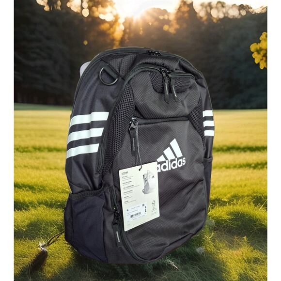 ADIDAS STADIUM 3 SOCCER BACKPACK BAG #FZ6789 BLACK NWT IN BAG - Picture 1 of 14